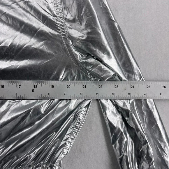 Wild Fable Jacket Women's Sz S Silver Metallic Full-Zip Mock Neck Elastic Trim - Picture 3 of 13